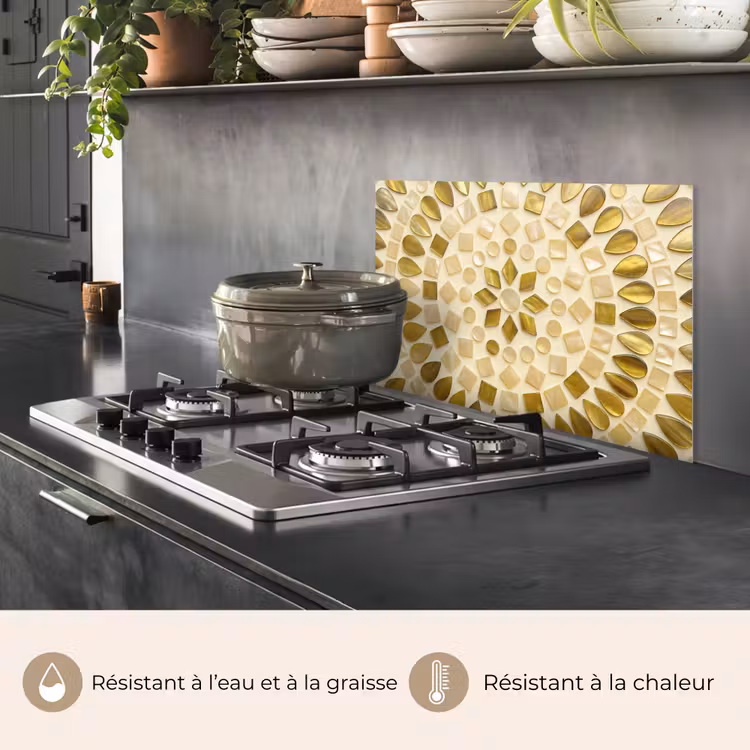 Fond de hotte - Motif - Formes - Mosaïque - Abstrait - Or — 2