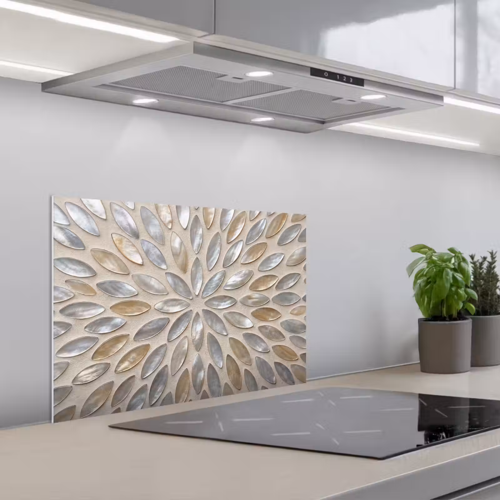 Fond de hotte - Motif - Ovale - Brillant - Abstrait - Beige — 1