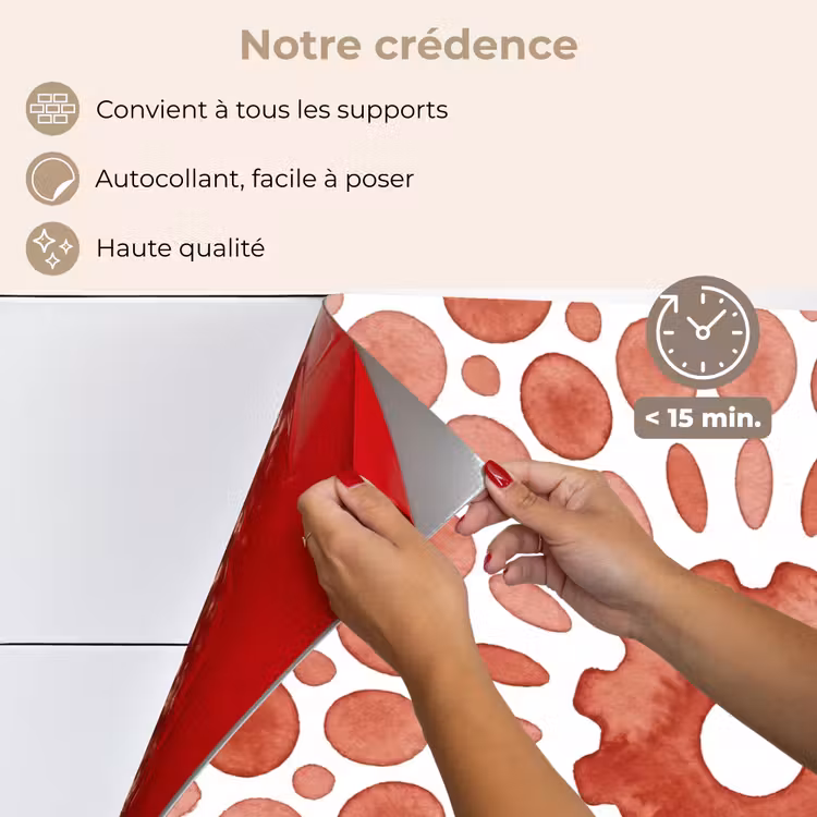 Fond de hotte - Motif - Cercles - Abstrait - Moderne - Rouge — 4