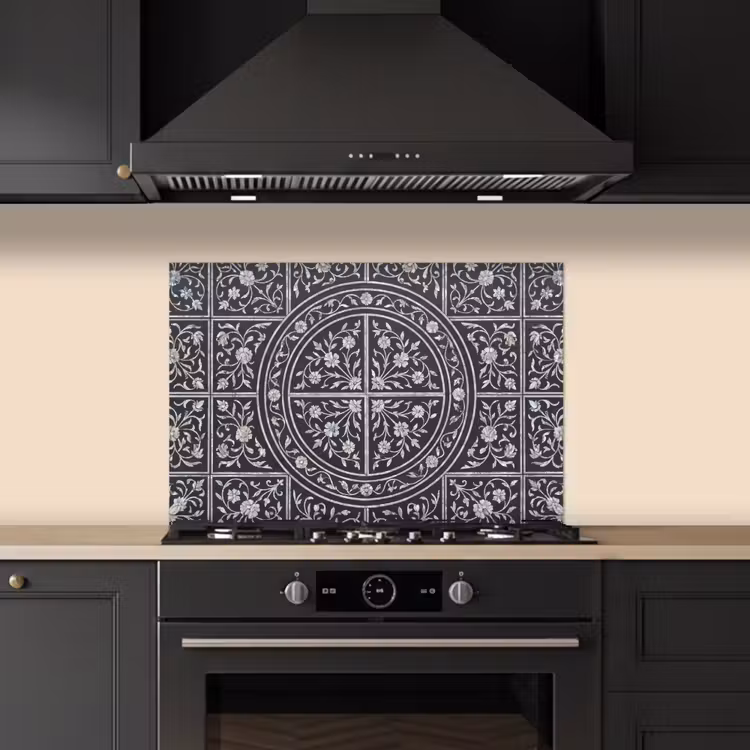 Fond de hotte - Motif - Motif floral - Décoration - Classique - Noir — 5