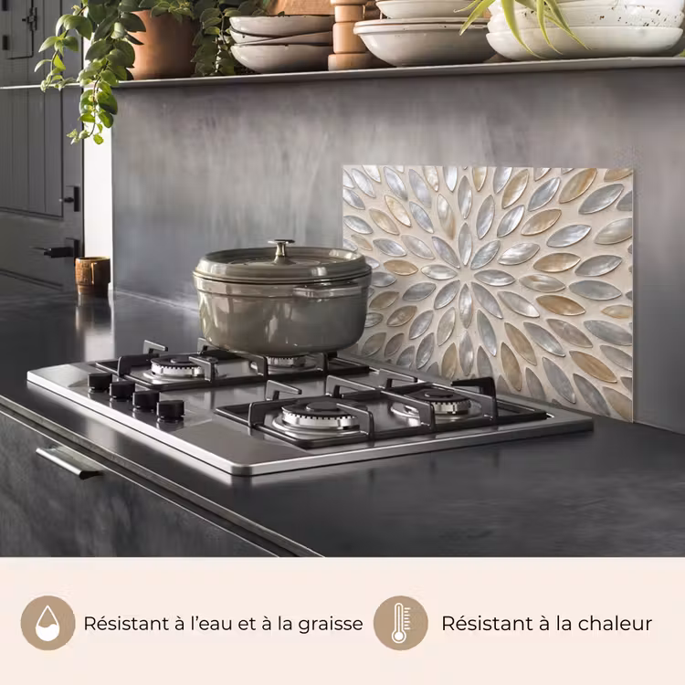 Fond de hotte - Motif - Ovale - Brillant - Abstrait - Beige — 2