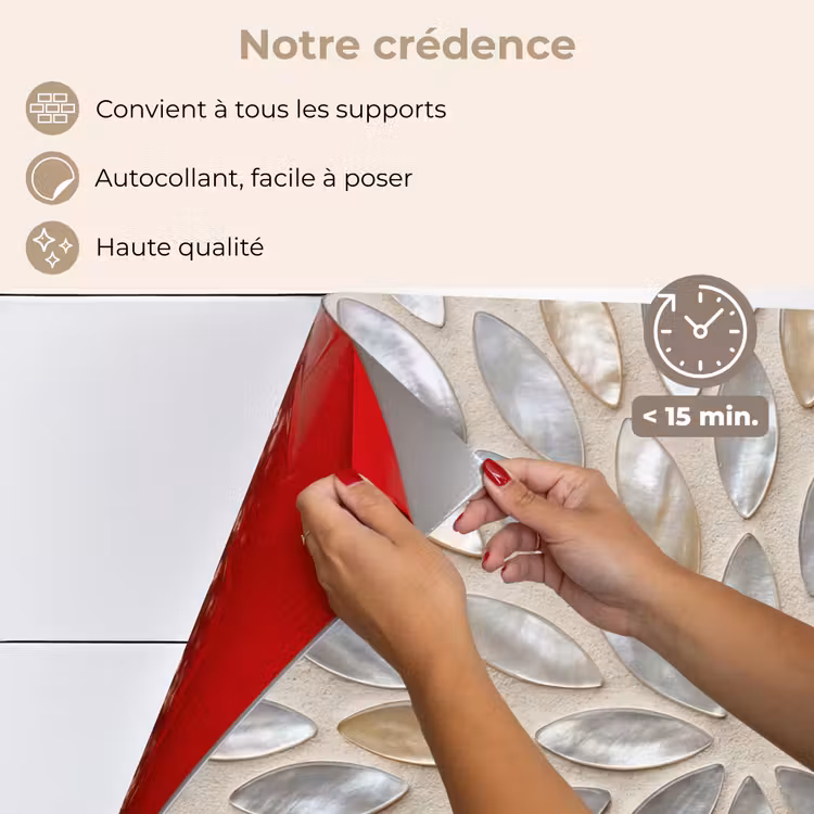 Fond de hotte - Motif - Ovale - Brillant - Abstrait - Beige — 4