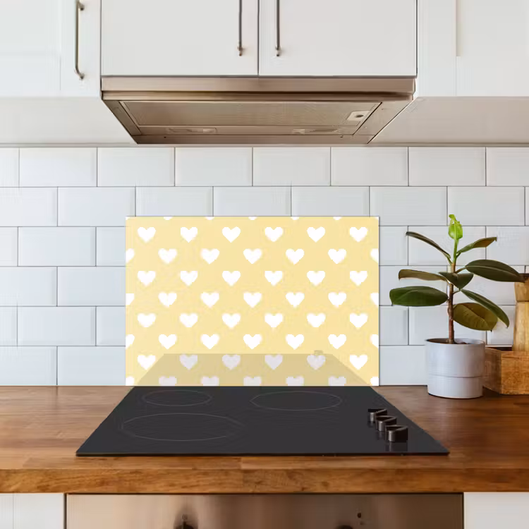 Fond de hotte - Coeurs - Motif - Jaune — 3