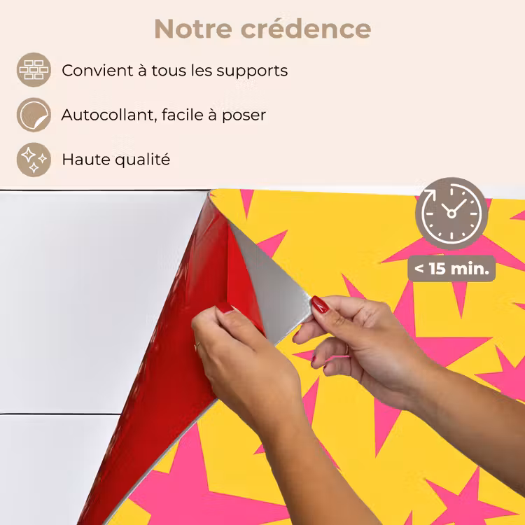 Fond de hotte - Étoiles - Motif - Rose - Jaune — 4