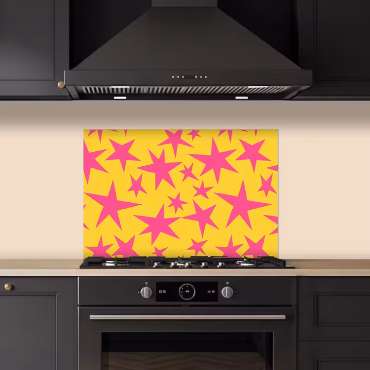 Fond de hotte - Étoiles - Motif - Rose - Jaune — 5