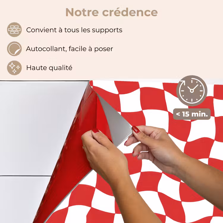 Fond de hotte - Ondulé - Motif - Rouge — 4