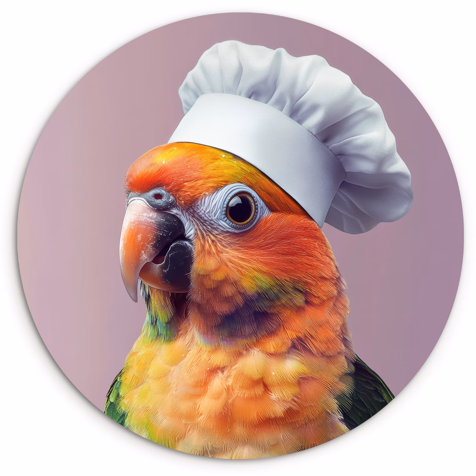 Tableau rond - Perroquet - Toque - Curieux - Oiseau — 1
