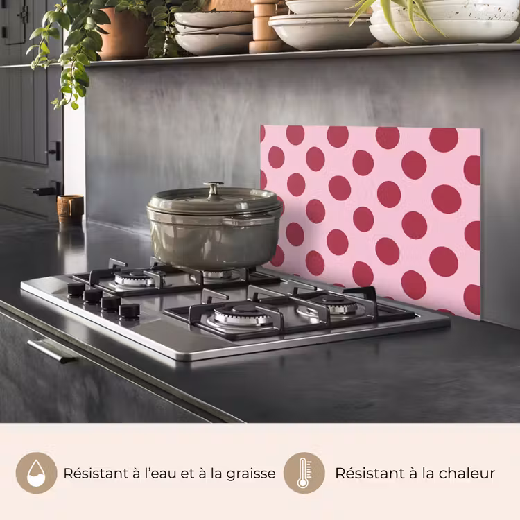 Fond de hotte - Pois - Motif - Bordeaux — 2