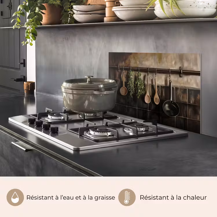 Fond de hotte - Ustensiles de cuisine - Rustique - Carreaux - Épices — 2