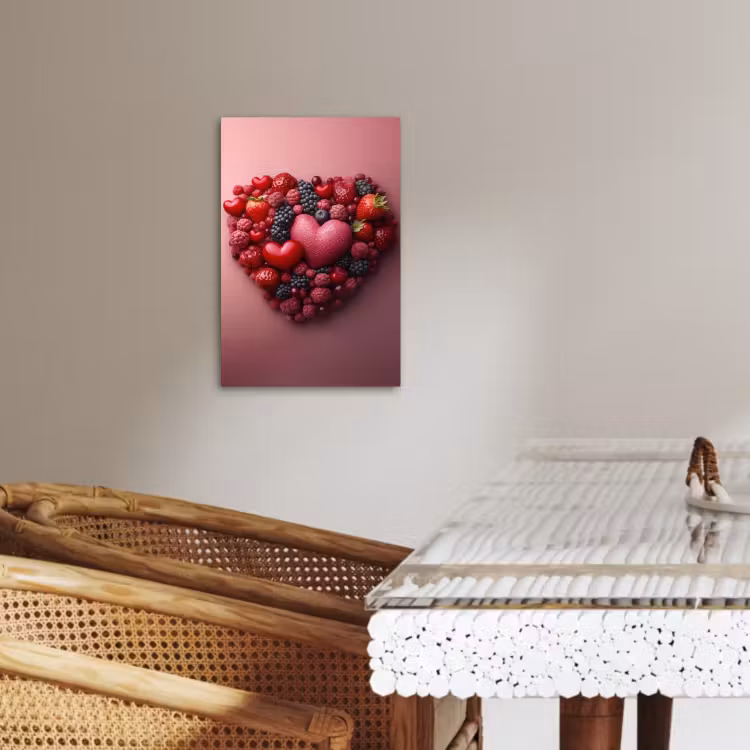 Tableau sur toile - Fruits - Coeurs - Fraises - Framboises - Myrtilles — 4