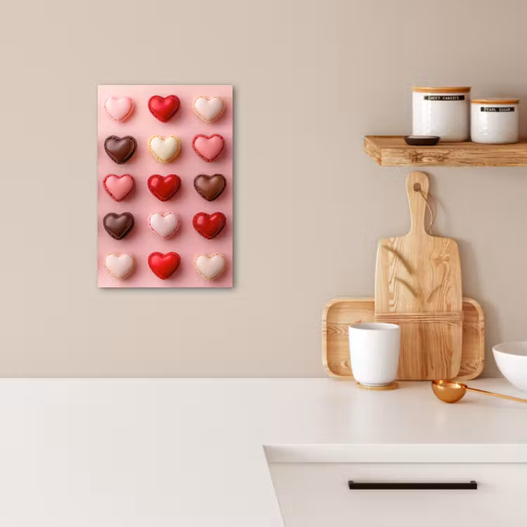 Tableau sur toile - Macarons - Coeurs - Colorés - Rose — 3