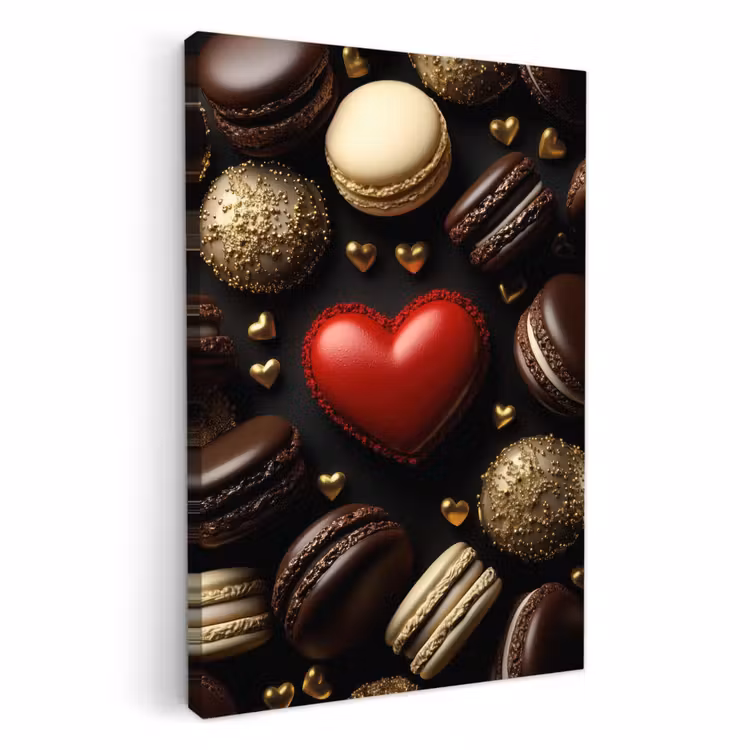 Tableau sur toile - Macarons - Rouge - Coeur — 2