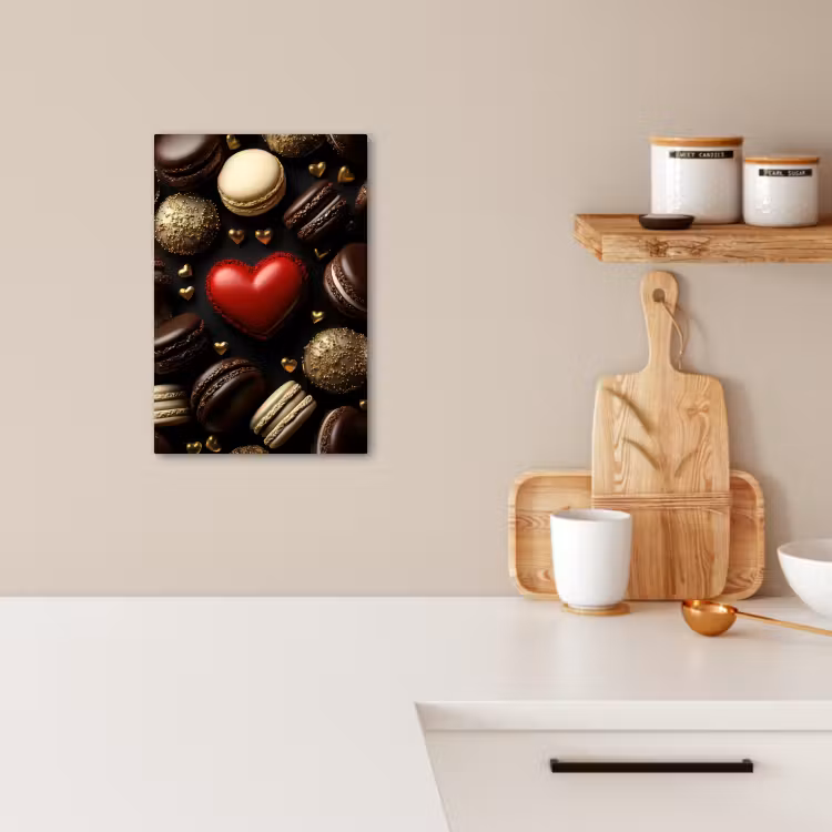 Tableau sur toile - Macarons - Rouge - Coeur — 3