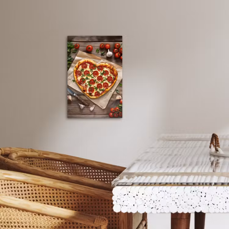 Tableau sur toile - Pizza - Coeur - Pepperoni - Tomate — 1