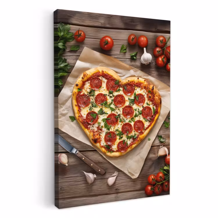 Tableau sur toile - Pizza - Coeur - Pepperoni - Tomate — 2