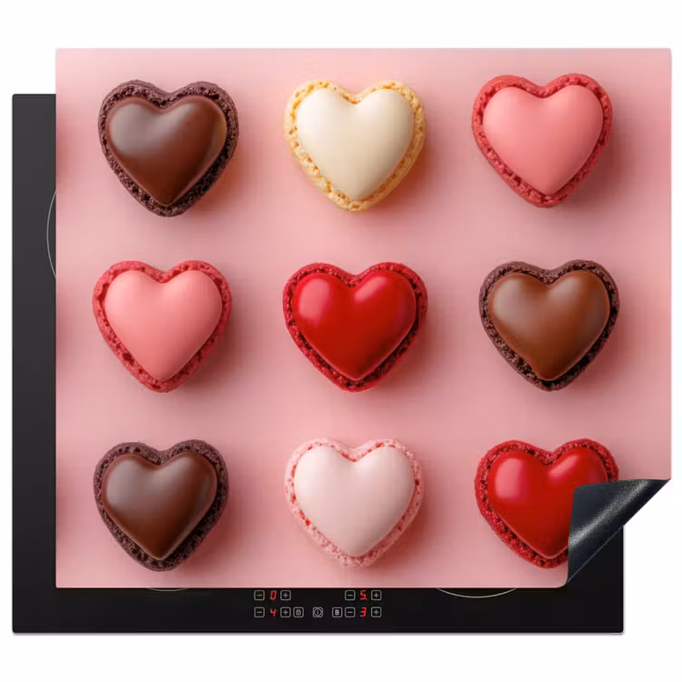 Protection plaque induction - Macarons - Coeurs - Colorés - Rose — 1
