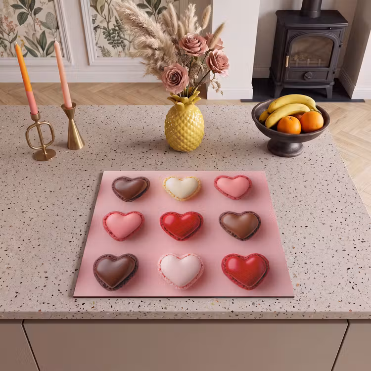 Protection plaque induction - Macarons - Coeurs - Colorés - Rose — 3