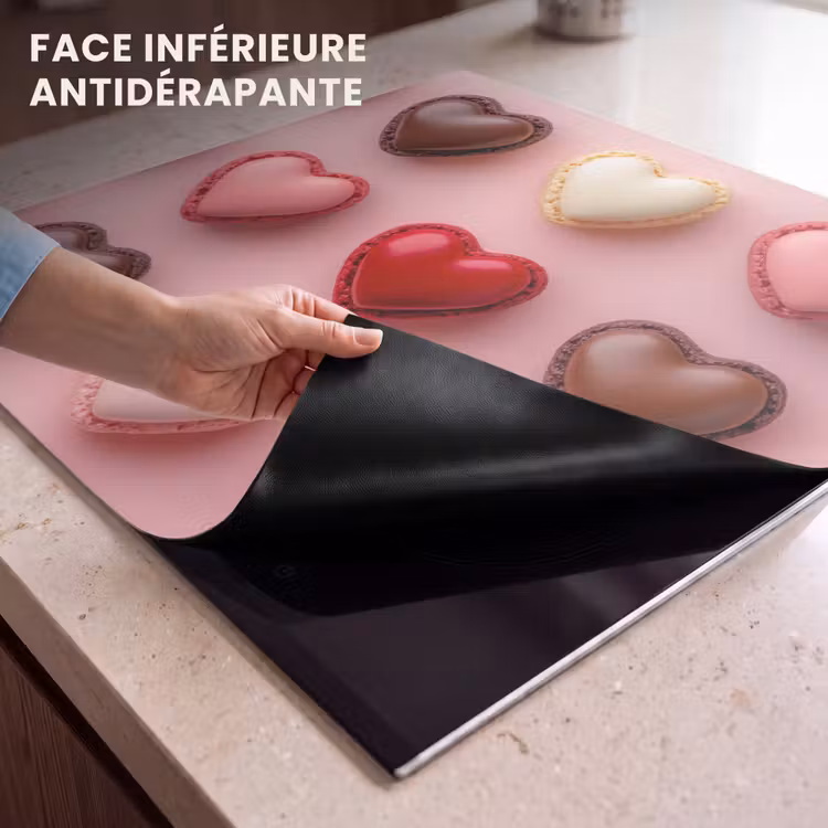 Protection plaque induction - Macarons - Coeurs - Colorés - Rose — 7