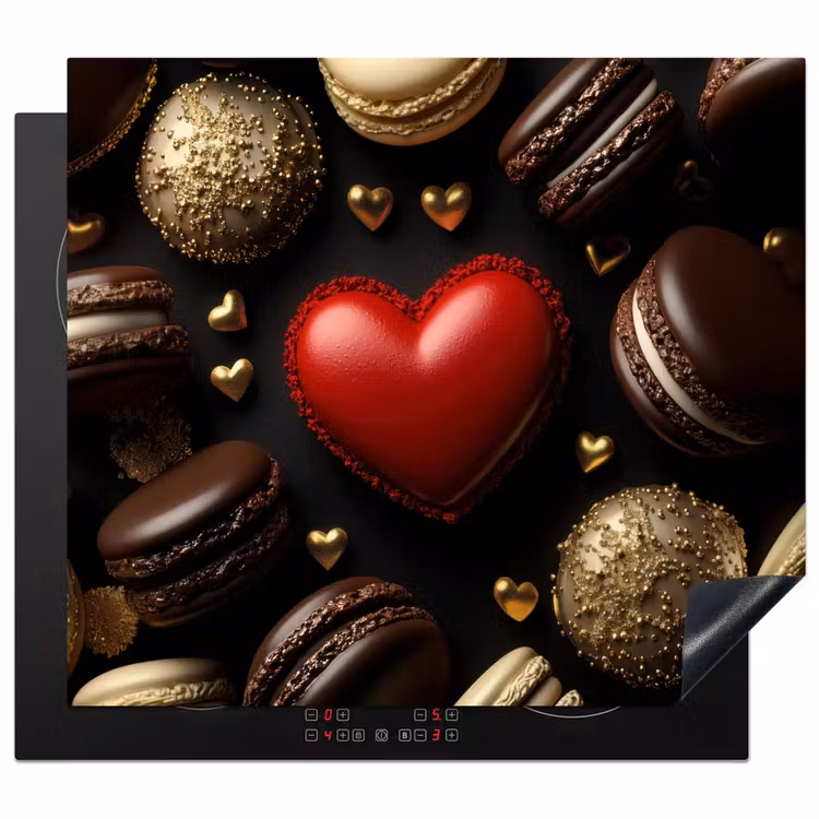 Protection plaque induction - Macarons - Rouge - Coeur — 1