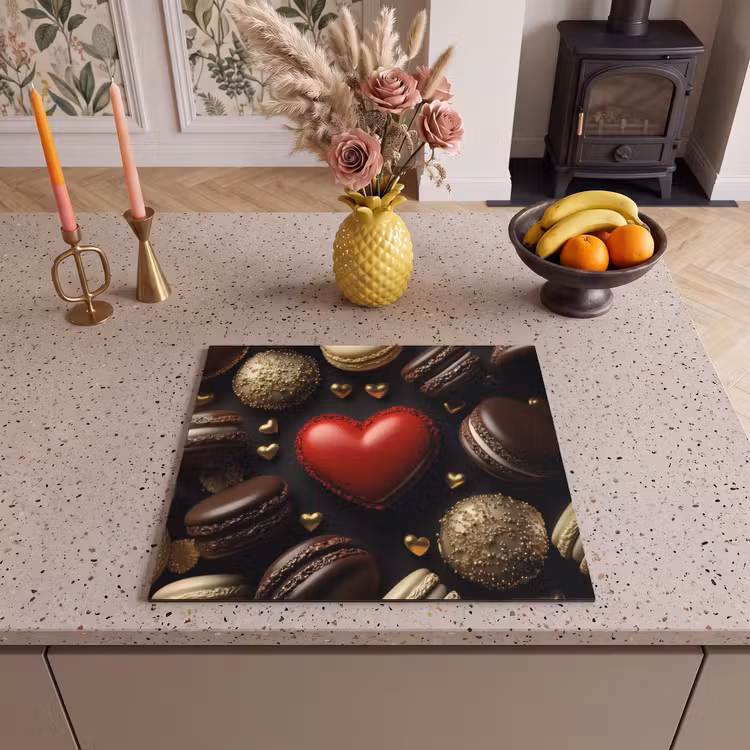 Protection plaque induction - Macarons - Rouge - Coeur — 3