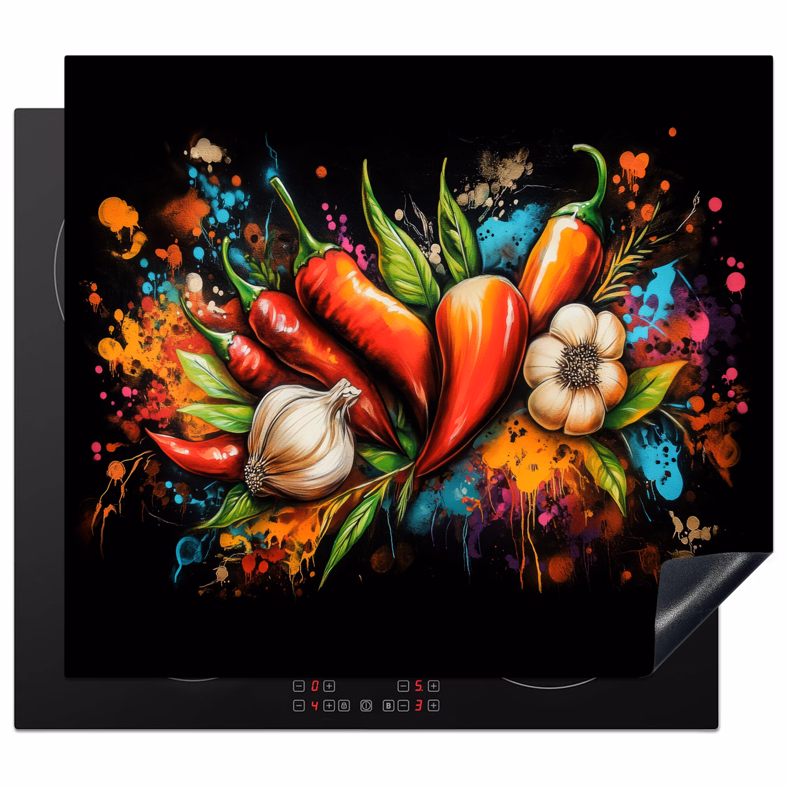 Protection plaque induction - Légume - Poivre - Ail - Graffiti - Peinture - Coloré — 1