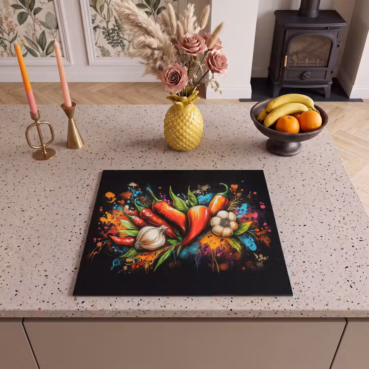 Protection plaque induction - Légume - Poivre - Ail - Graffiti - Peinture - Coloré — 3