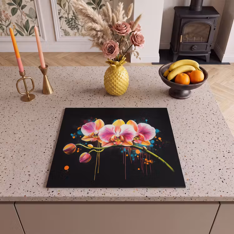 Protection plaque induction - Orchidée - Graffiti - Coloré - Fleurs - Abstrait — 3