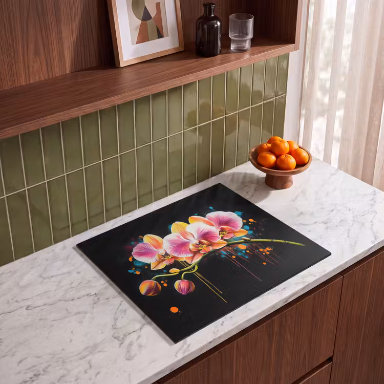Protection plaque induction - Orchidée - Graffiti - Coloré - Fleurs - Abstrait — 4