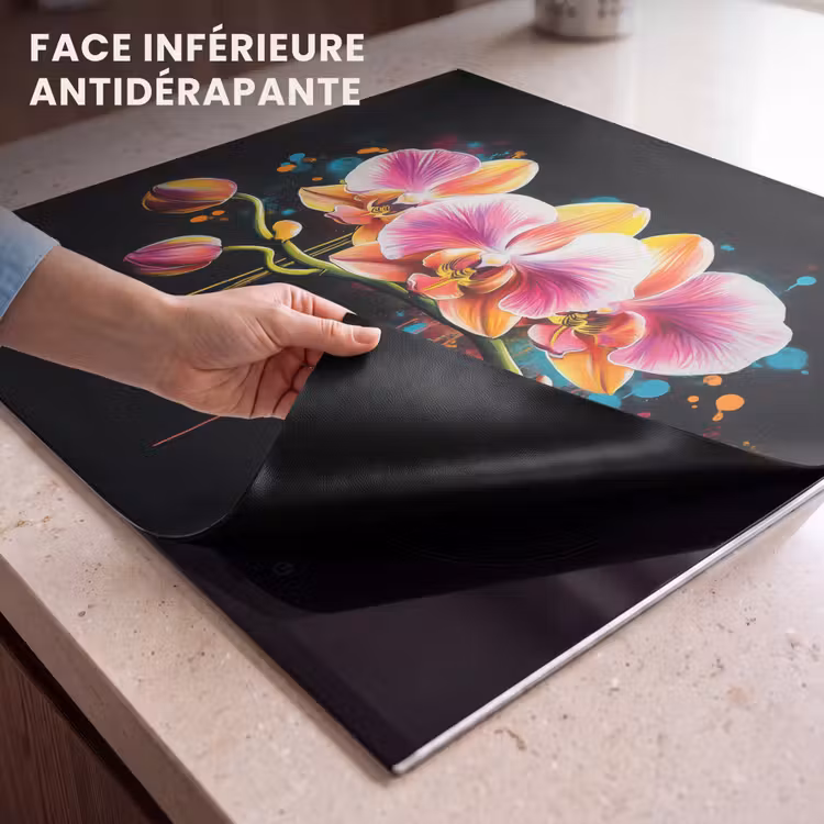 Protection plaque induction - Orchidée - Graffiti - Coloré - Fleurs - Abstrait — 7