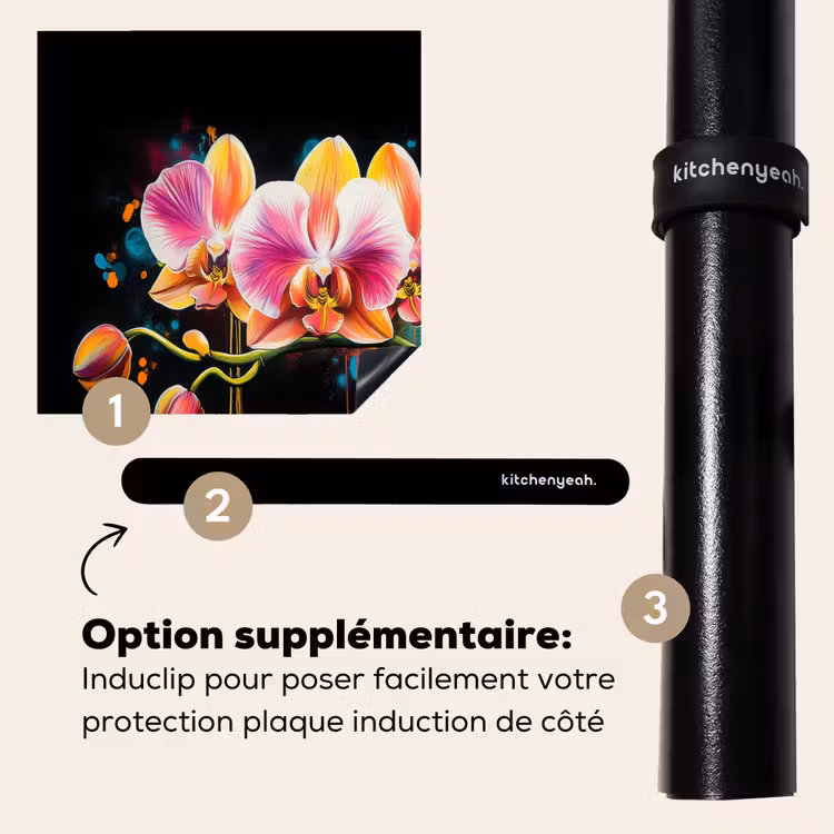 Protection plaque induction - Orchidée - Graffiti - Coloré - Fleurs - Abstrait — 8