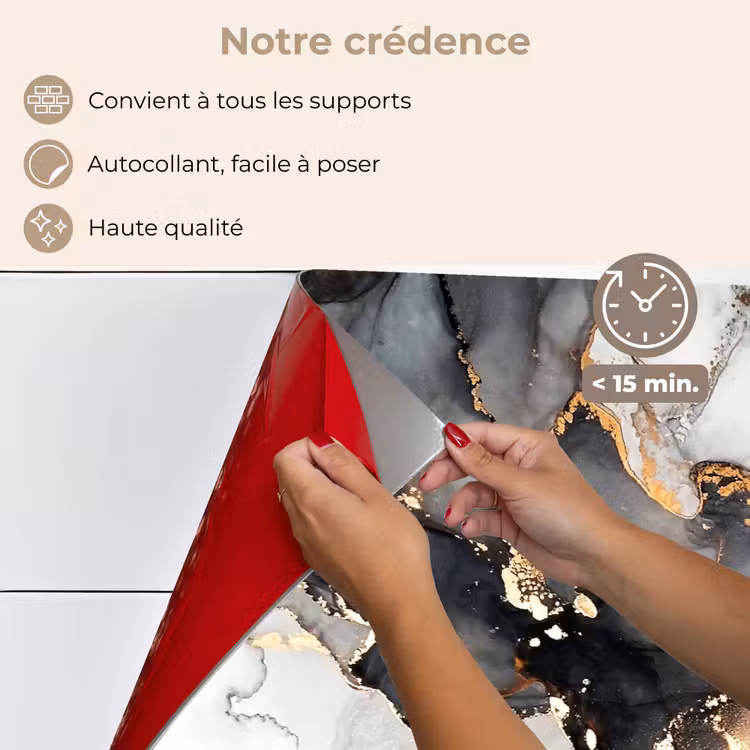 Fond de hotte - Marbre - Noir - Blanc - Or - Luxe - Abstrait — 4
