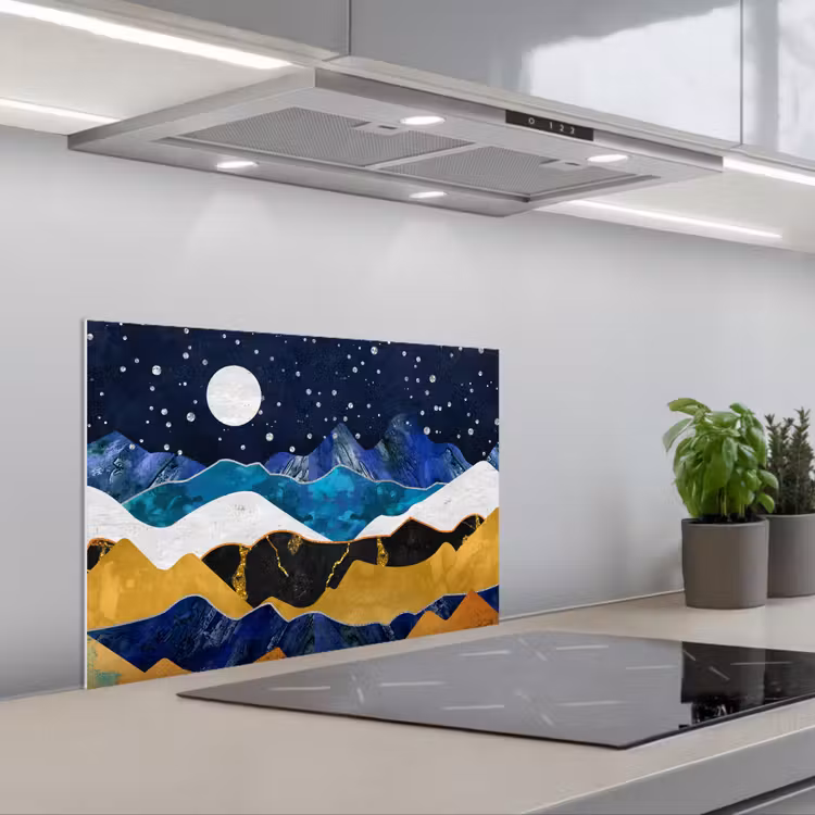 Fond de hotte - Nuit - Or - Marbre - Abstrait - Paysage - Montagne — 1