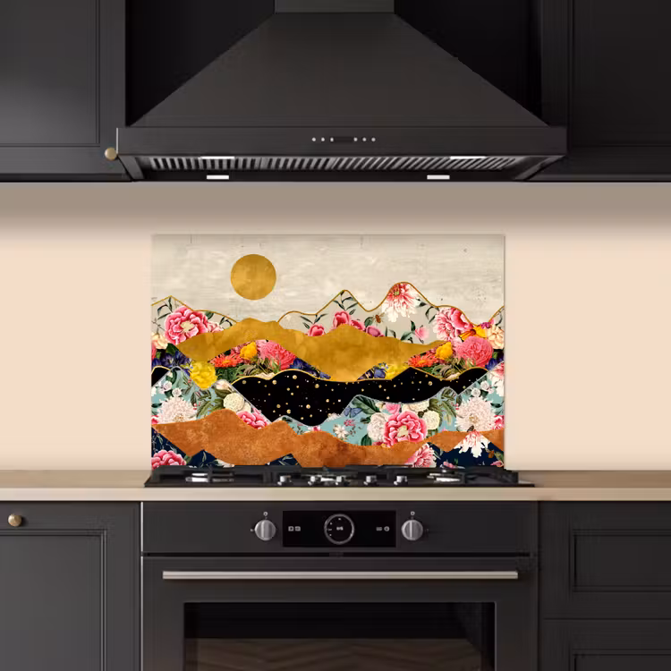 Fond de hotte - Or - Fleurs - Imprimé - Abstrait - Paysage - Motifs — 5