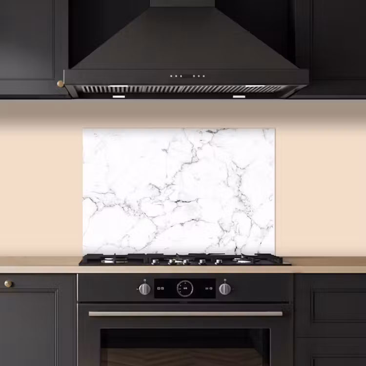 Fond de hotte - Marbre - Blanc - Gris - Luxe - Aspect marbre - Texturé — 5