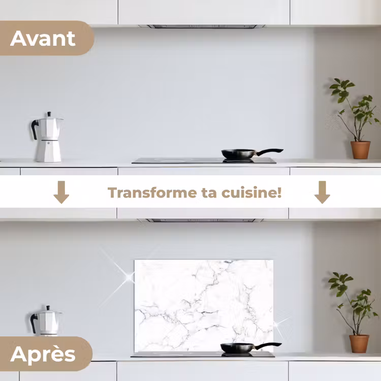 Fond de hotte - Marbre - Blanc - Gris - Luxe - Aspect marbre - Texturé — 7