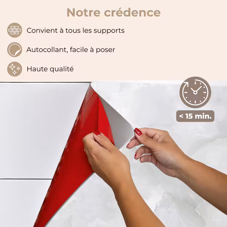 Fond de hotte - Marbre - Blanc - Motifs - Pierre - aspect marbre — 4