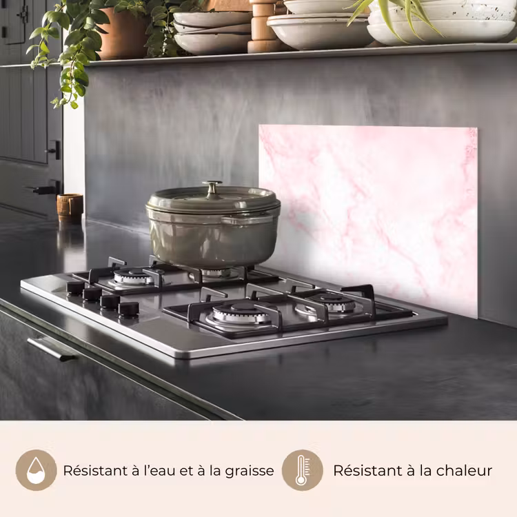 Fond de hotte - Marbre - blanc - rose - chic - look marbre — 2