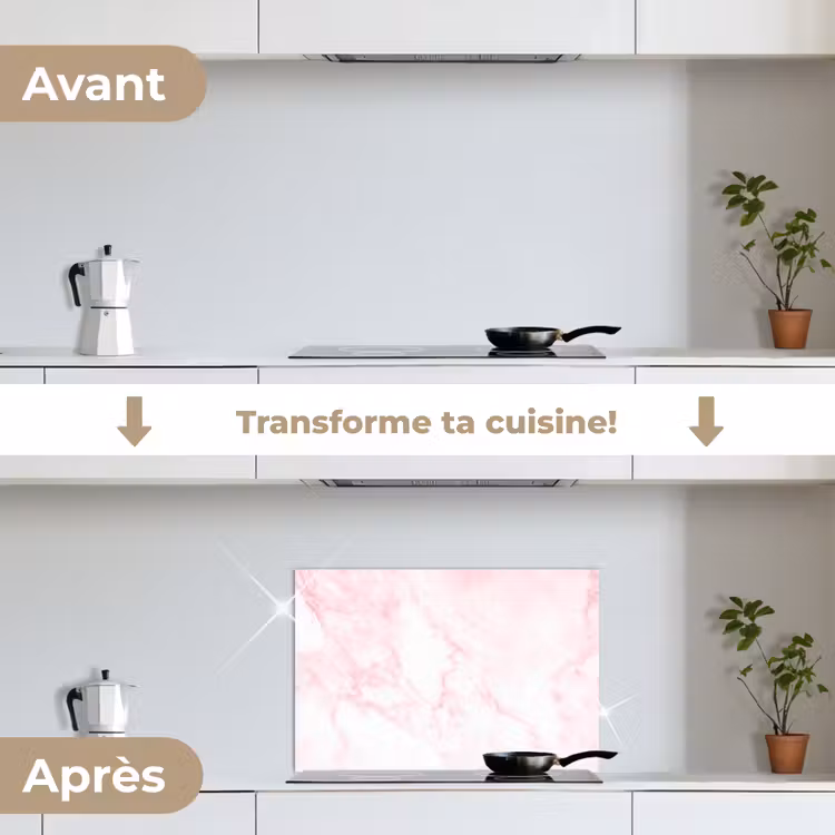 Fond de hotte - Marbre - blanc - rose - chic - look marbre — 7