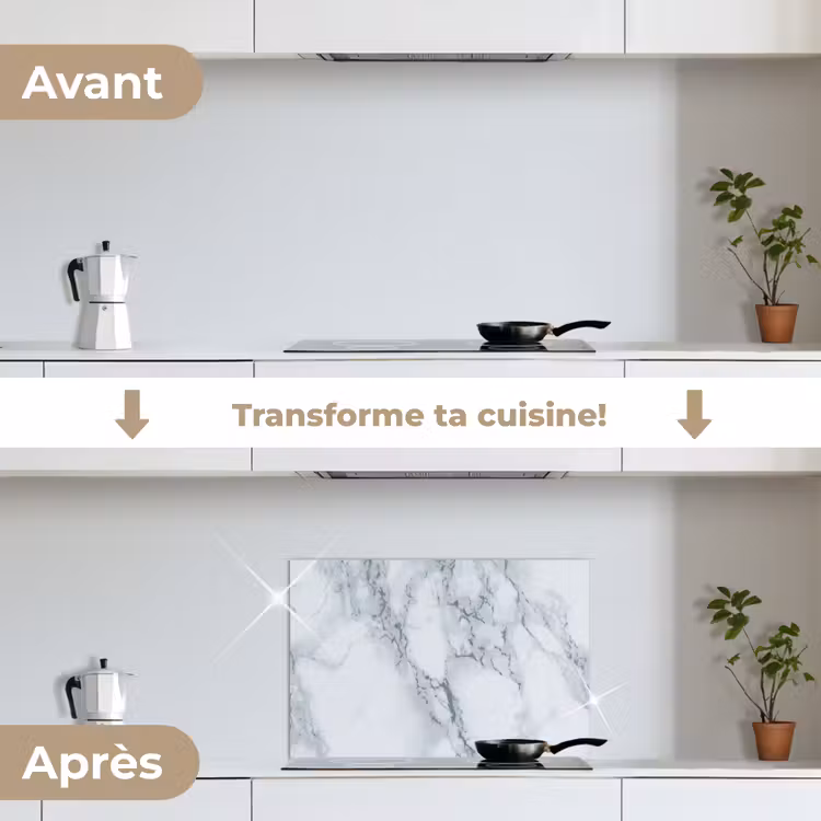Fond de hotte - Marbre - Motif - Gus - Blanc - Aspect marbre - Luxe — 7