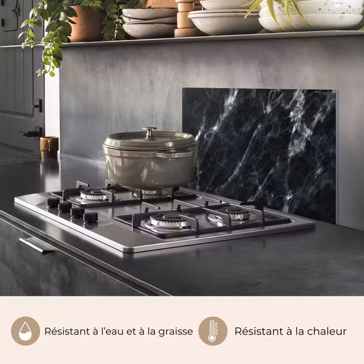Fond de hotte - Marbre - Noir - Luxe — 2