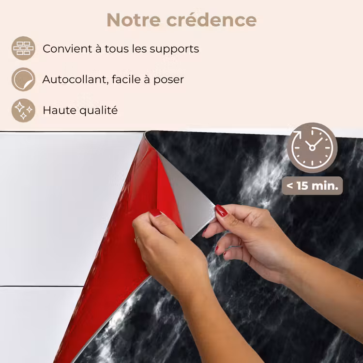 Fond de hotte - Marbre - Noir - Luxe — 4