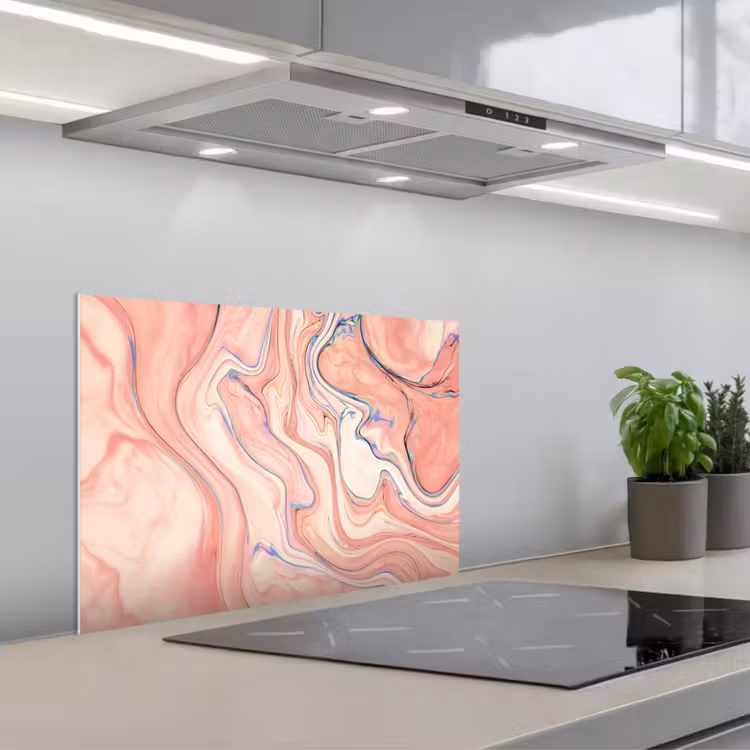 Fond de hotte - Marbre - Pastel - Rose - Bleu - aspect marbre - Abstrait — 1