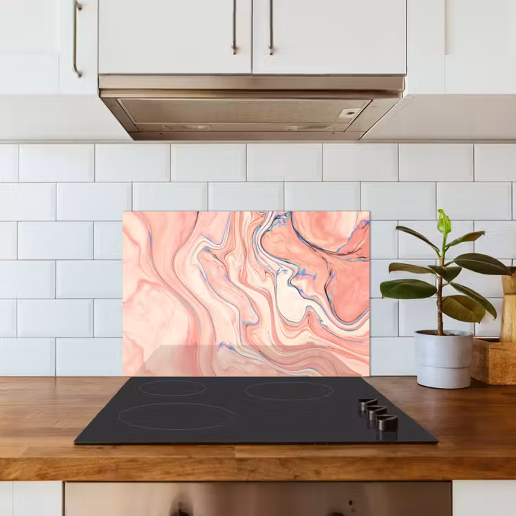 Fond de hotte - Marbre - Pastel - Rose - Bleu - aspect marbre - Abstrait — 3