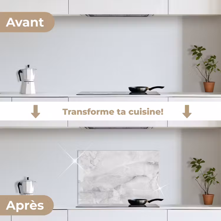 Fond de hotte - Marbre - Pierre - Blanc - Gris - Aspect marbre — 7