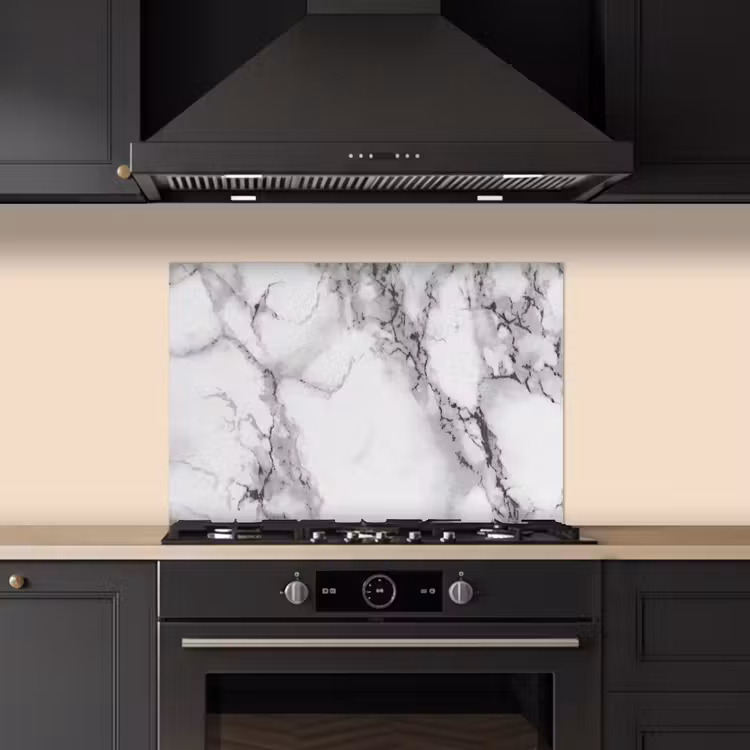 Fond de hotte - Marbre - Pierre - Blanc - Gris - Noir - Aspect marbre — 5
