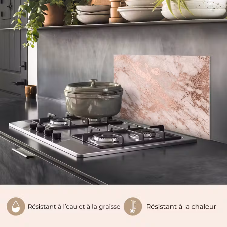 Fond de hotte - Marbre - Rose - Luxe - Aspect marbre - Paillettes - Design — 2