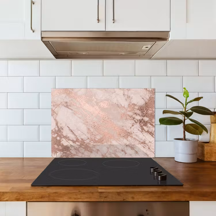 Fond de hotte - Marbre - Rose - Luxe - Aspect marbre - Paillettes - Design — 3