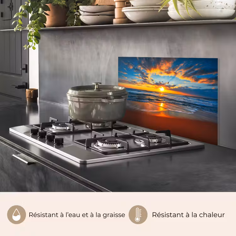 Fond de hotte - Mer - Coucher de soleil - Plage - Nuages - Orange — 2