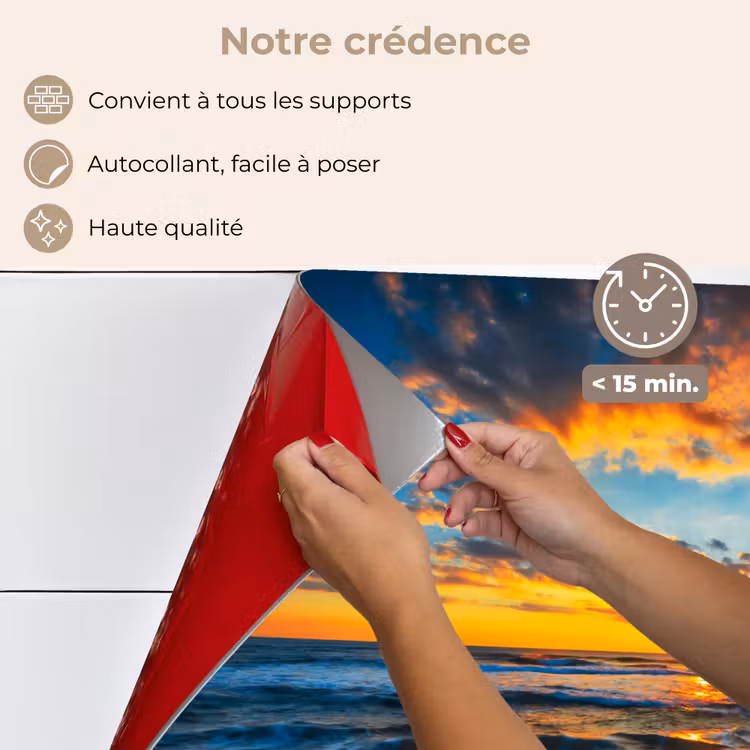Fond de hotte - Mer - Coucher de soleil - Plage - Nuages - Orange — 4