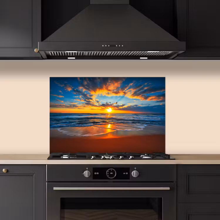 Fond de hotte - Mer - Coucher de soleil - Plage - Nuages - Orange — 5